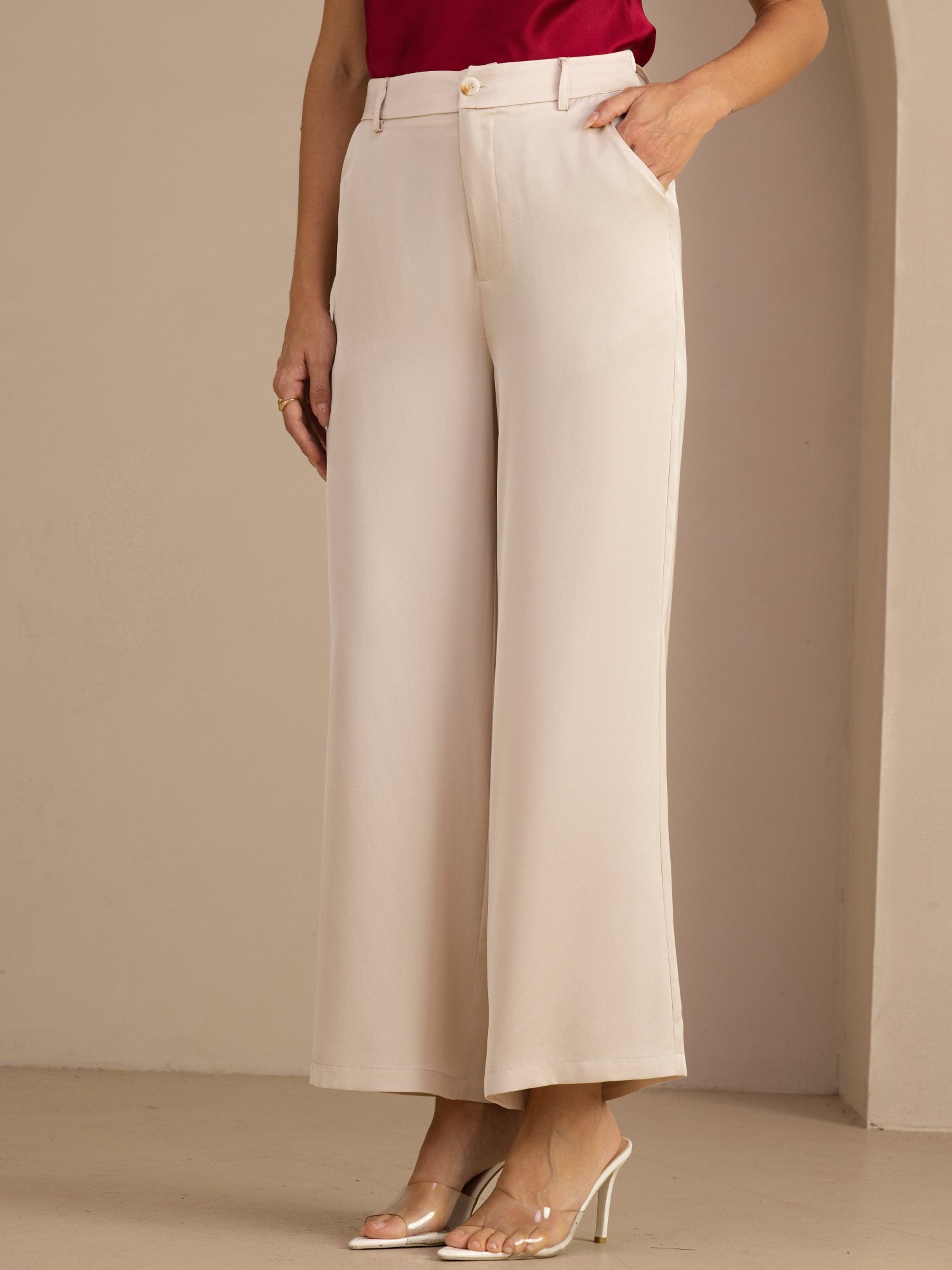 [Beige] SilkSilky-NO Womens Pants 001