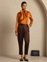 [Mørk Sjokolade] SilkSilky-NO 19Momme Silke Womens Pants 006