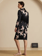 [Svart] SilkSilky-NO 19Momme Mens Robe 002
