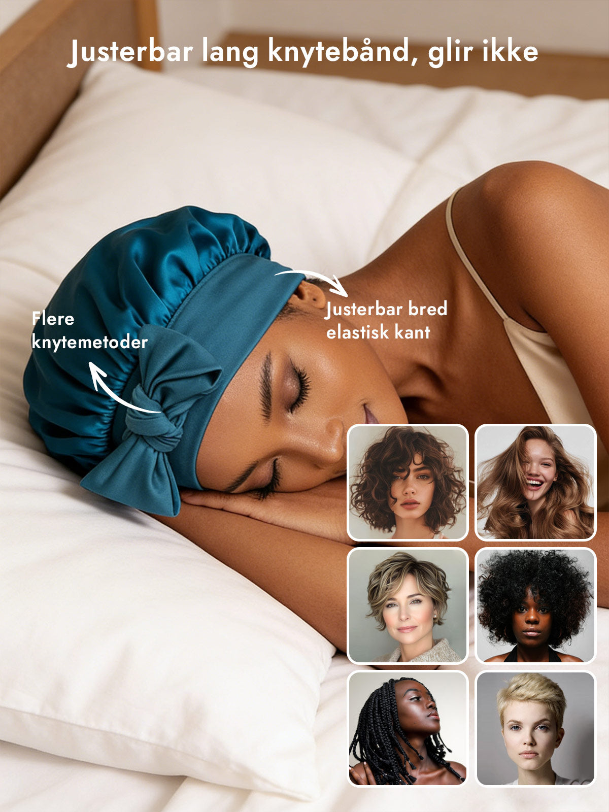 [Blågrønn] SilkSilky-NO Silke Sleep Cap 004