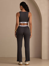 [Grå] SilkSilky-NO Sleeveless Crew Neck Women's Outfit Sets 002