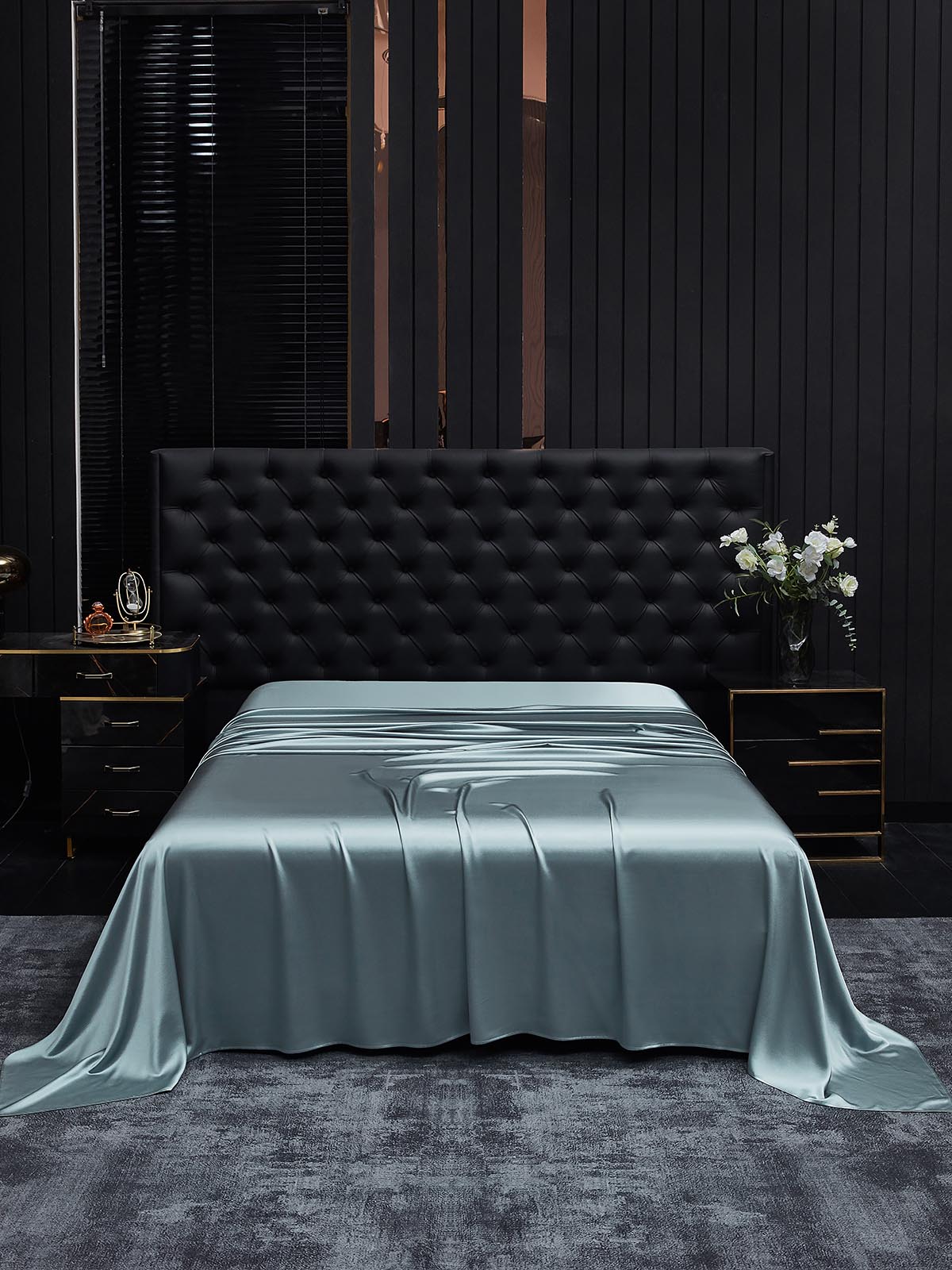 [Gråblå] SilkSilky-NO 19Momme Sheet 002