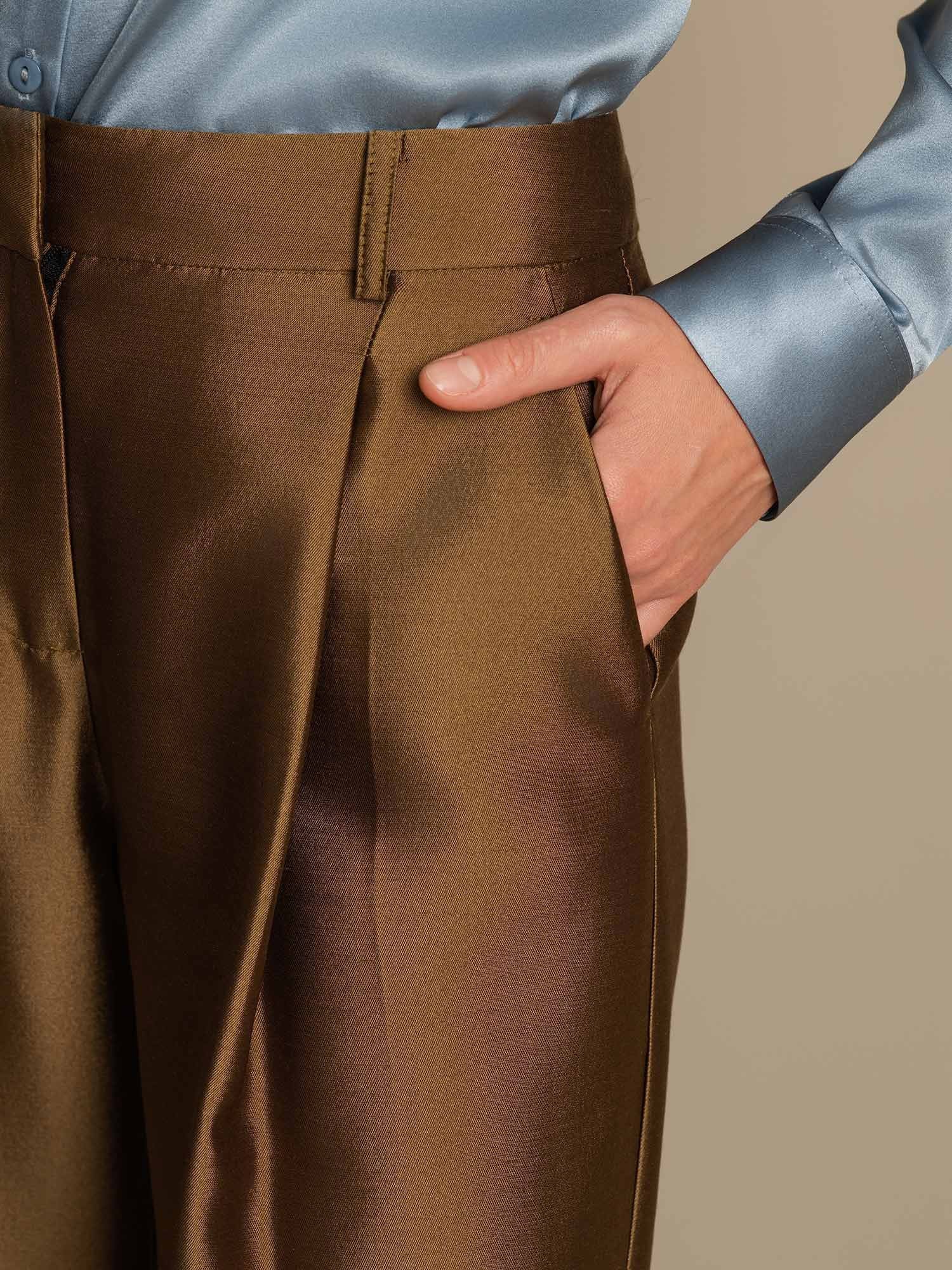 [Bronse] SilkSilky-NO 32Momme Silk-Wool Blend Womens Pants 004,