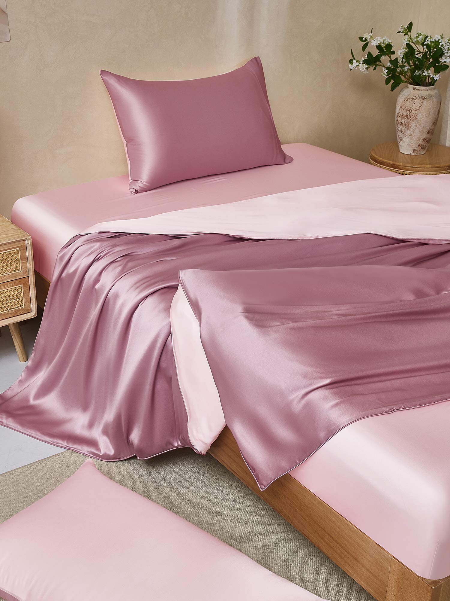 [BlekMauve+Lyserosa] SilkSilky-NO 25Momme Bedding Set 001,
