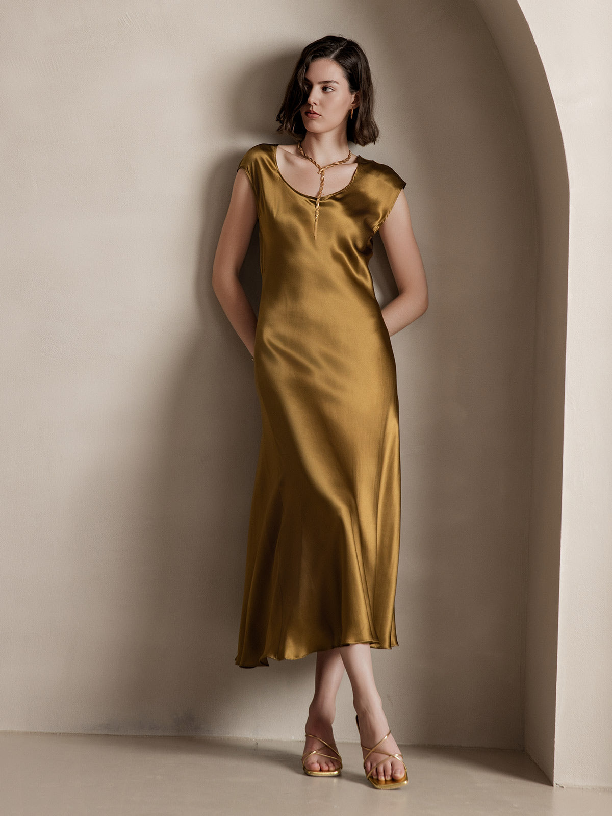 [Brun] SilkSilky-NO 19Momme Silke Dress 008