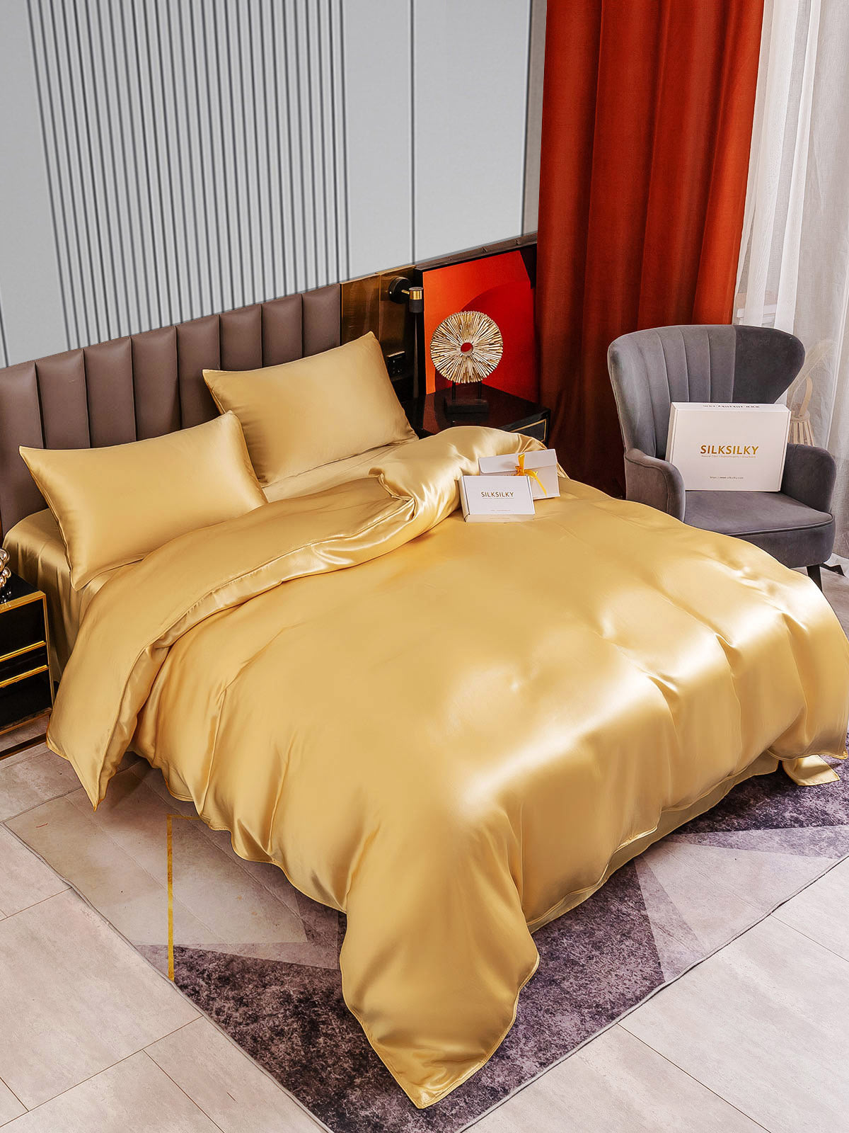 [Champagne] SilkSilky-NO 22Momme Bedding Set 003