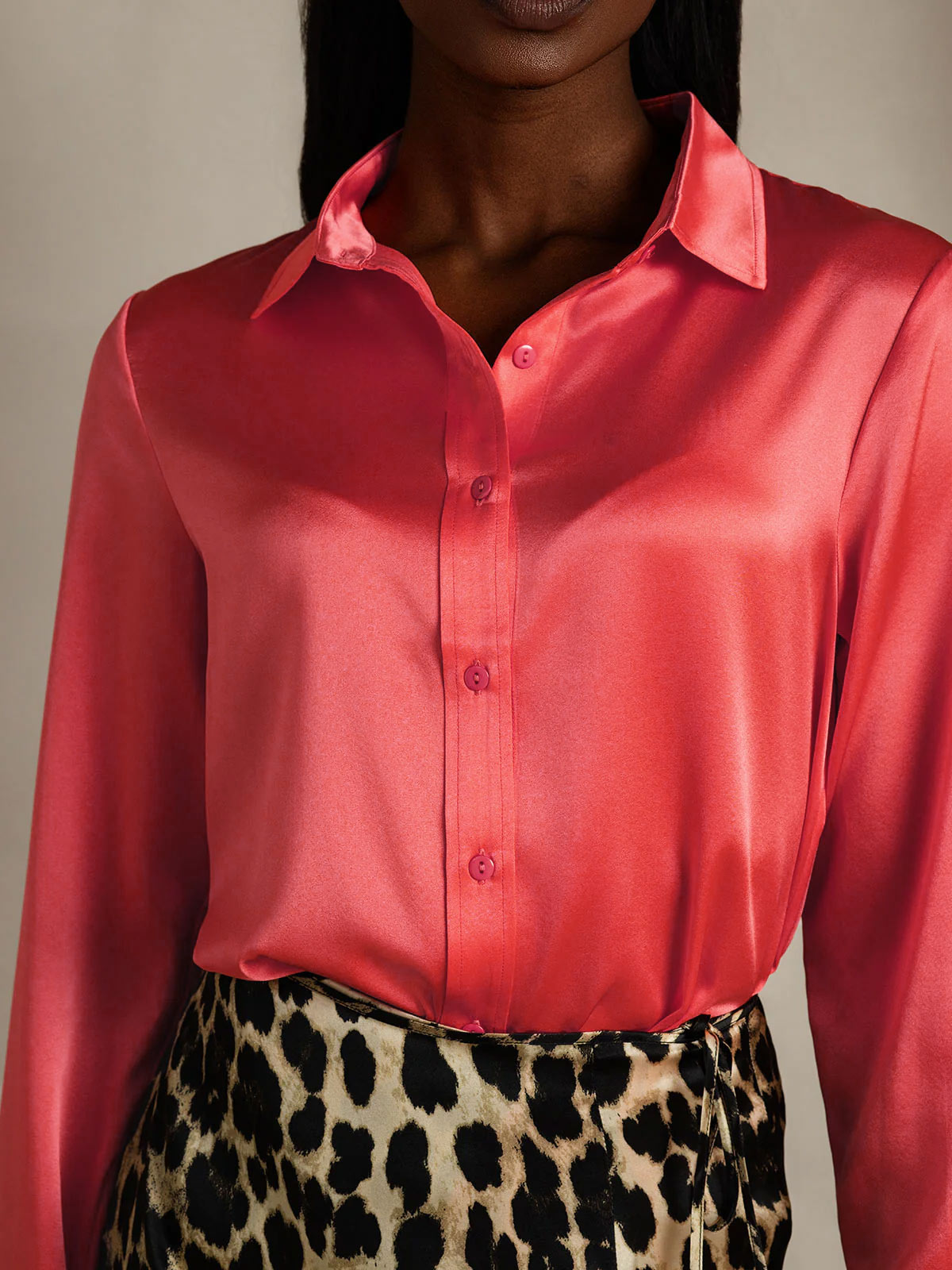 SilkSilky-NO 19Momme Silke Womens Shirt KeiserligRød 009
