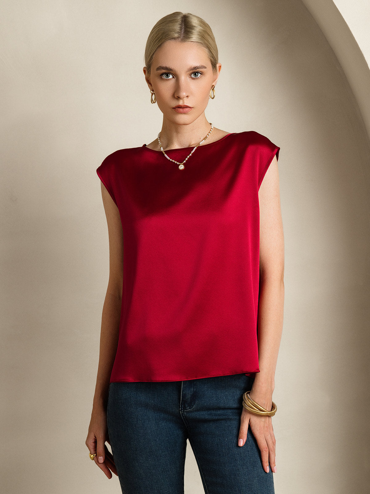 [Vin] SilkSilky-NO 19Momme Silke Womens T-Shirt 004