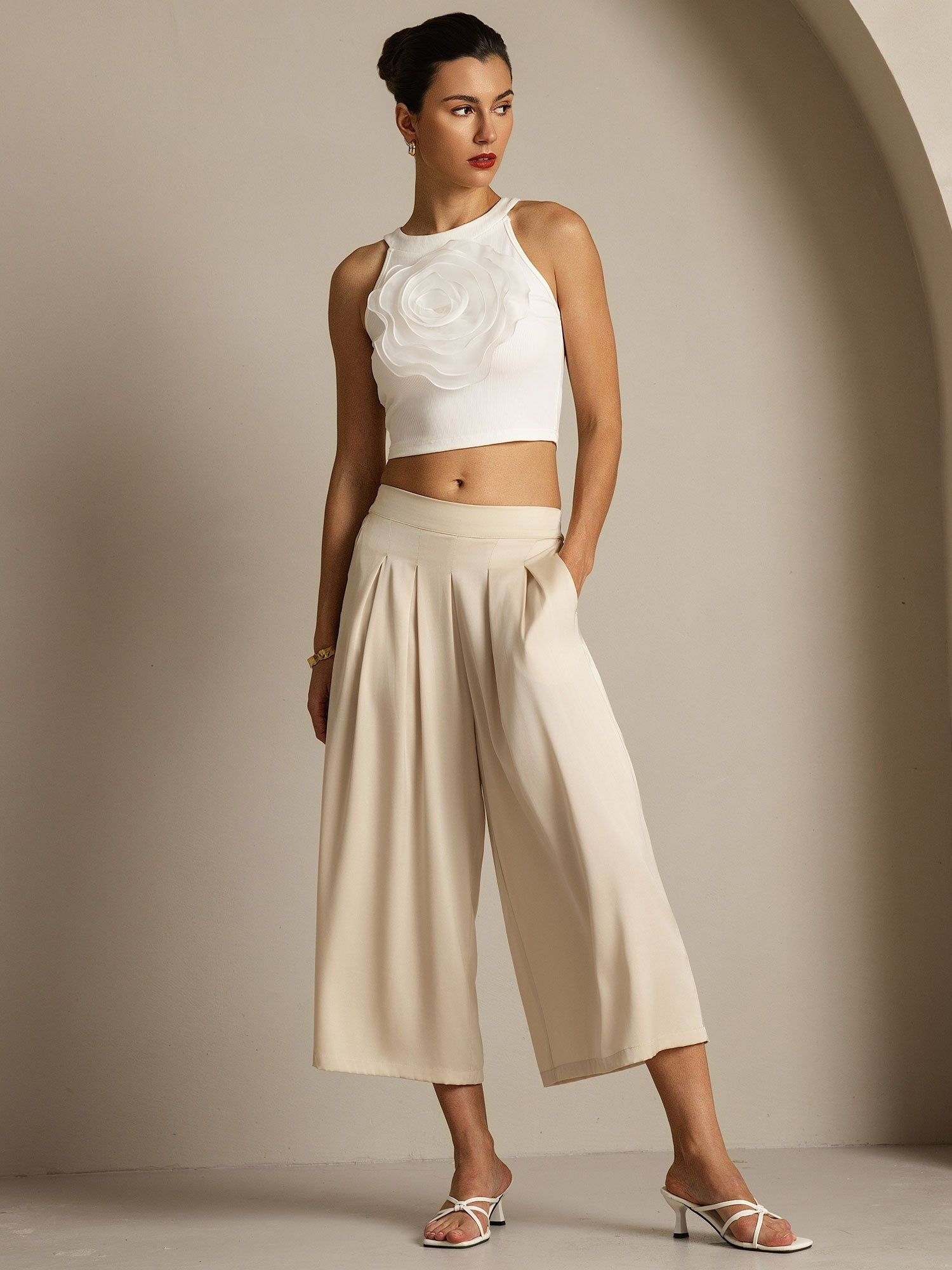[Beige] SilkSilky-NO 19Momme Silke Womens Pants 007