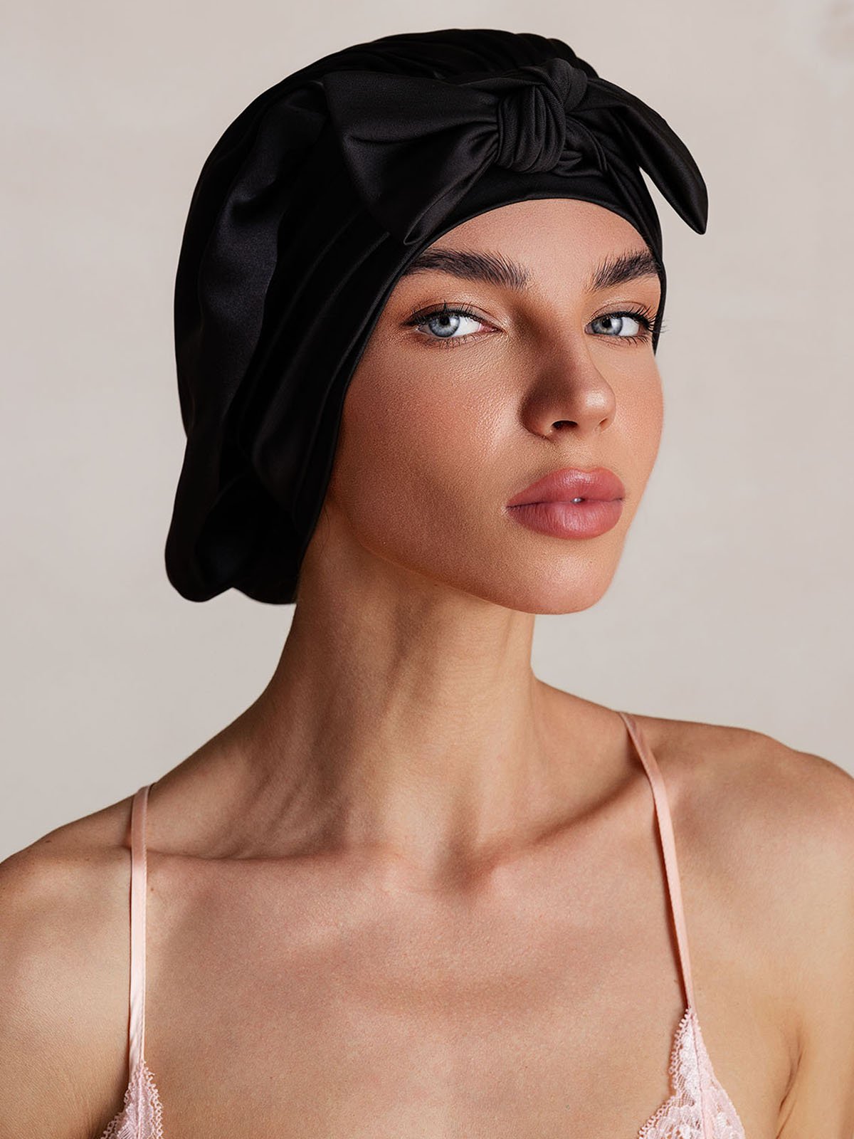 SilkSilky-NO Silke Sleep Cap Svart 004