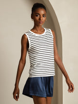 [Hvit Stripe] SilkSilky-NO Pure Silk Camisoles 003