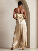 [Champagne] SilkSilky-NO Spaghetti Strap V Neck Camisole Topp 004