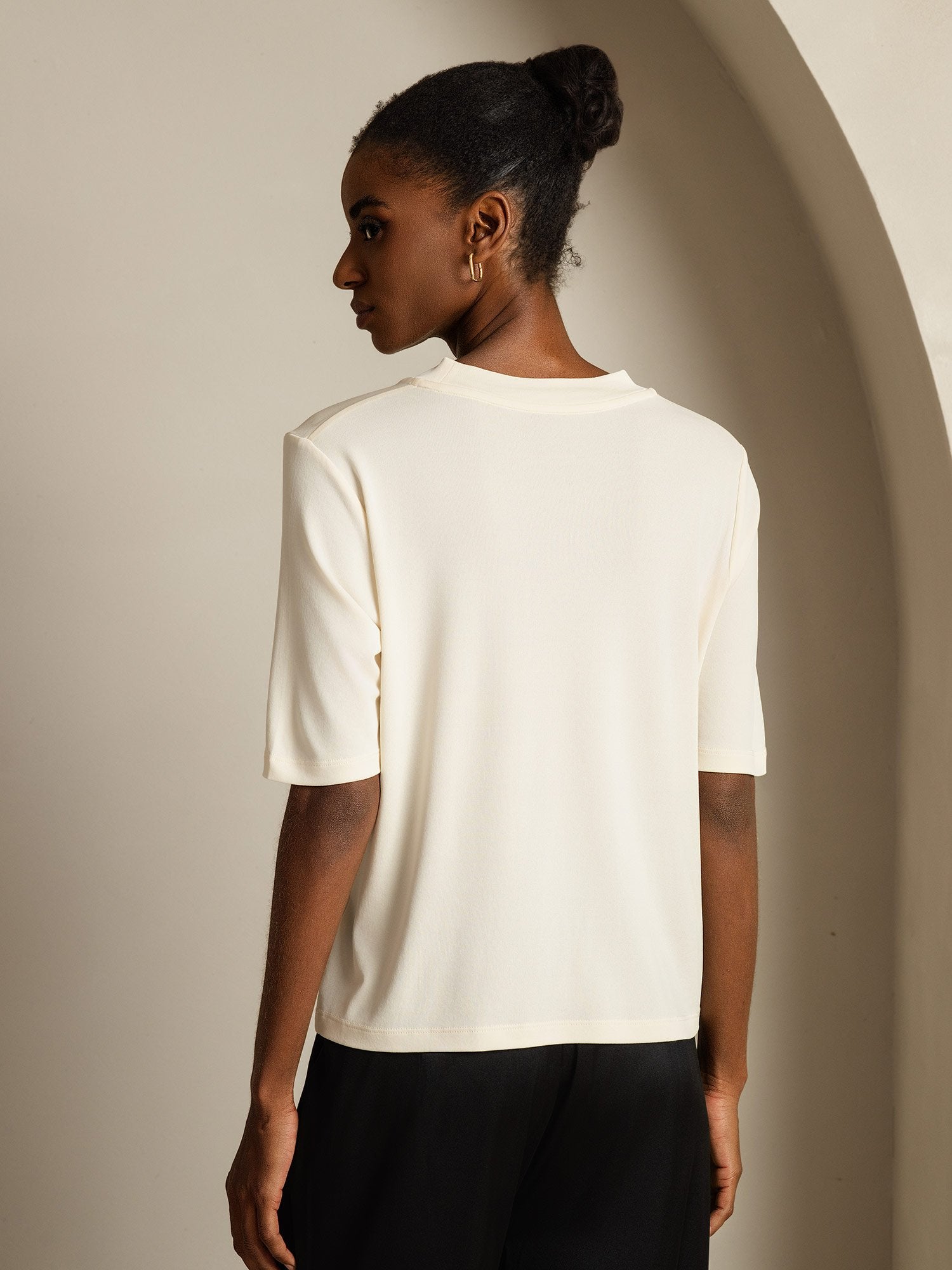 [Beige] SilkSilky-NO Silke Womens T-Shirt 002