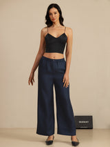 [Mørke blå] SilkSilky-NO 18Momme Womens Pants 006