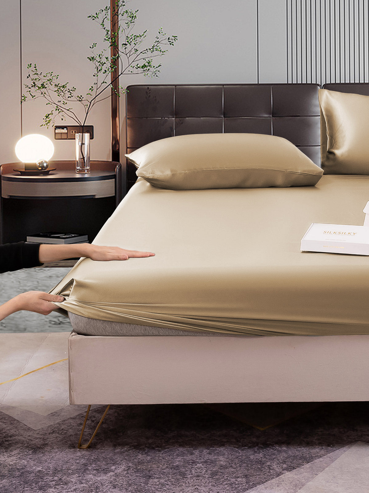 [Beige] SilkSilky-NO 22Momme Bedding Set 006