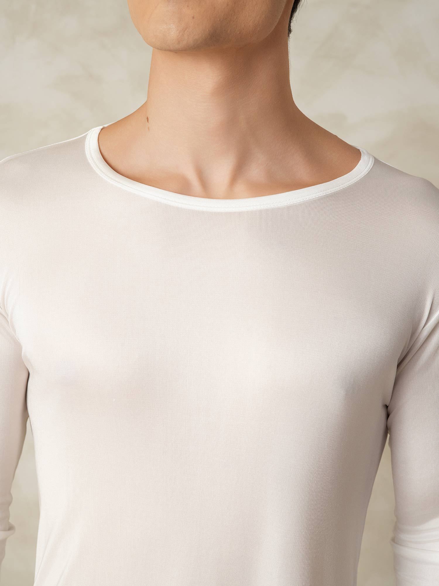 [Hvit] SilkSilky-NO Silke Mens Pajamas 004
