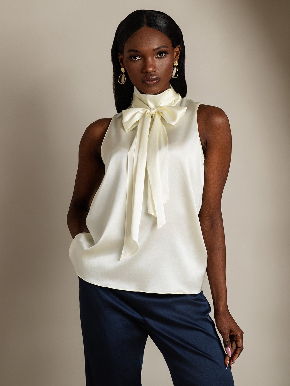 SilkSilky-NO 19Momme Silke Womens Shirt Elfenbein 004