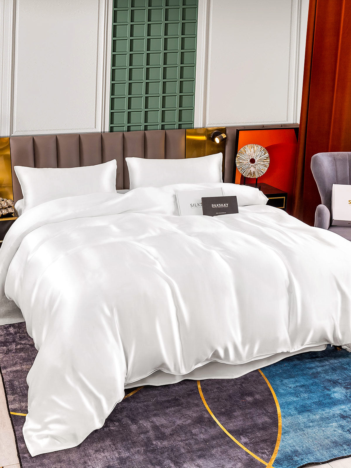 [Hvit] SilkSilky-NO 25Momme Bedding Set 003