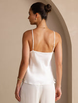 [Hvit] SilkSilky-NO Spaghetti Strap V Neck Camisole Topp 002