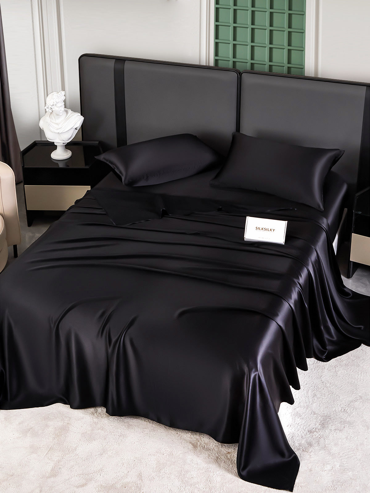 [Svart] SilkSilky-NO 25Momme Bedding Set 006
