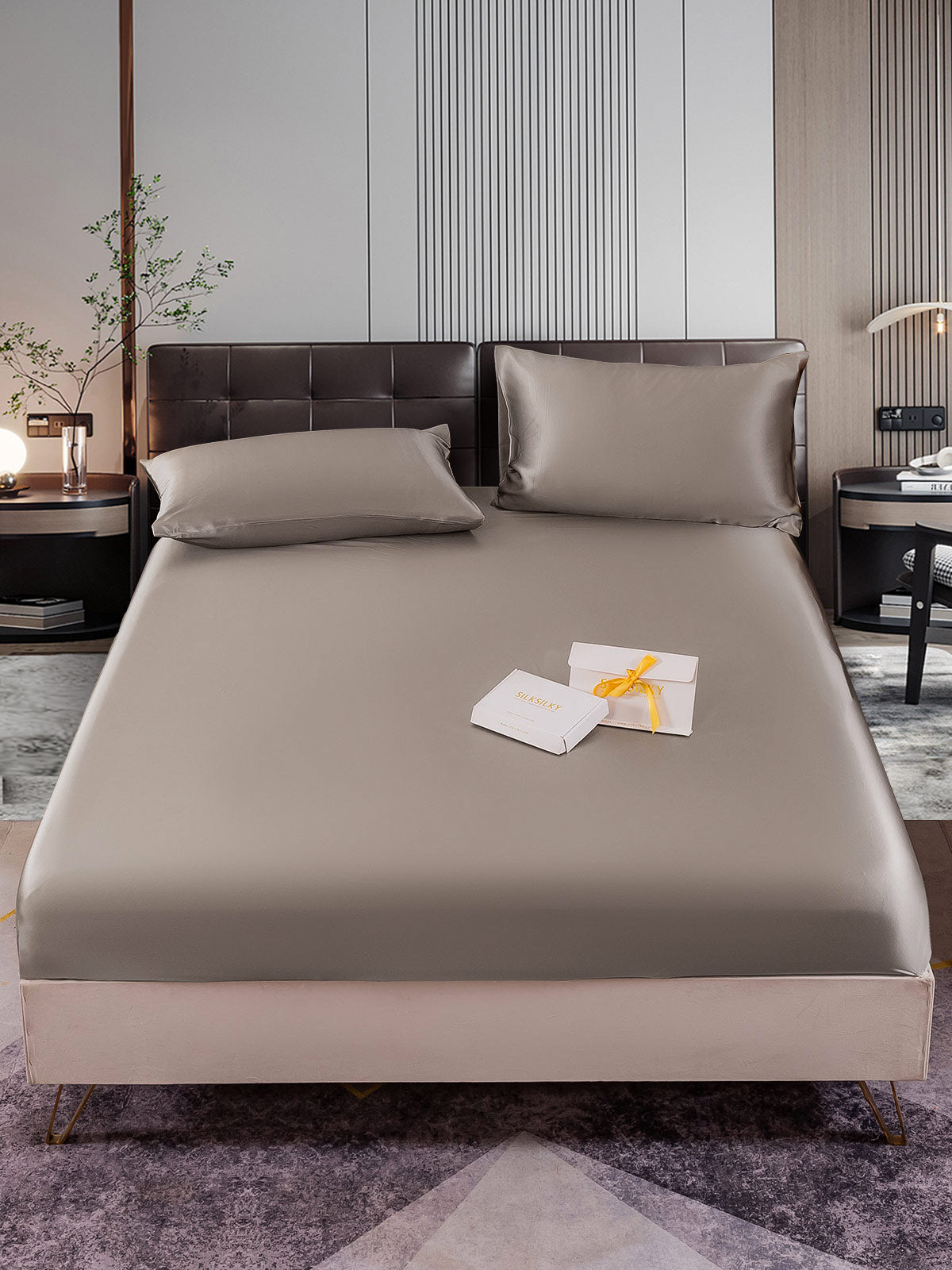 [Grå] SilkSilky-NO 22Momme Bedding Set 001