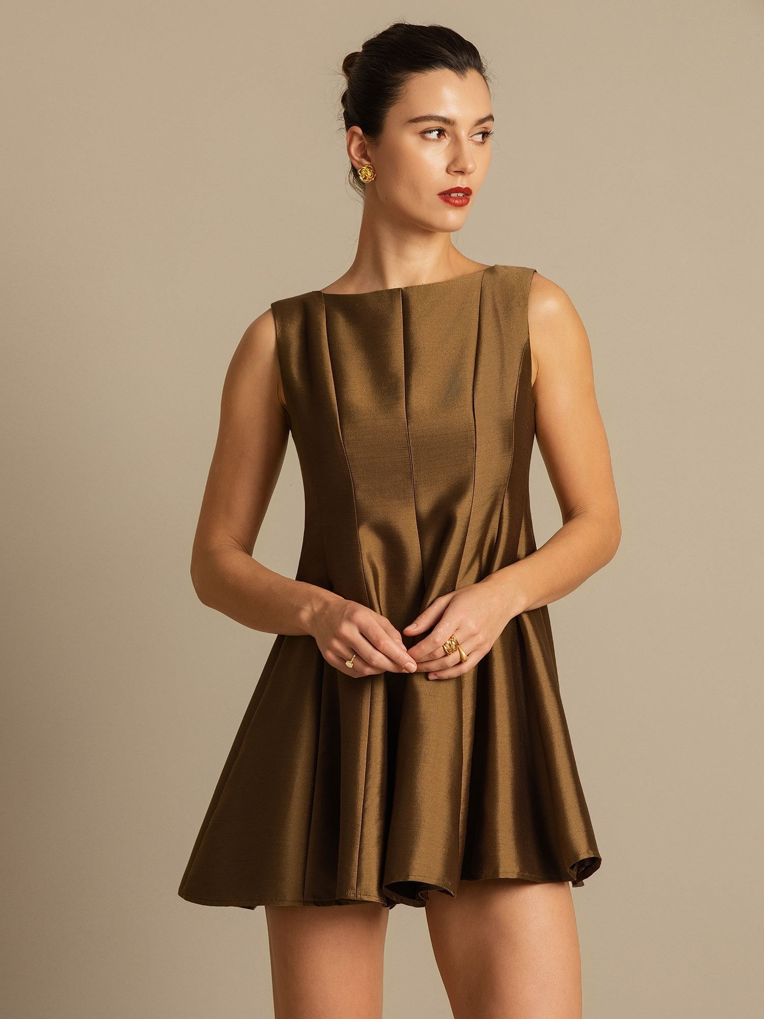 [Bronse] SilkSilky-NO 32Momme Silk-Wool Blend Dress 008,