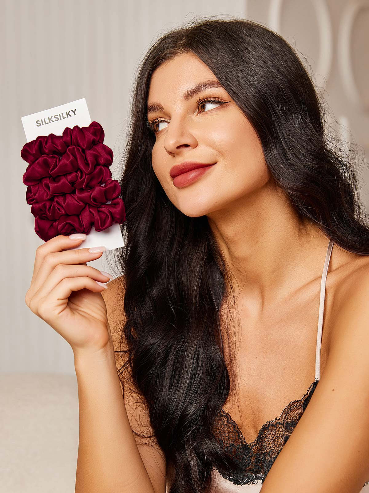 [Fuchsia] SilkSilky-NO 19Momme Scrunchie 001