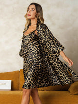 [Leopard] SilkSilky-NO Silke Nightgown&Robe Set 004,