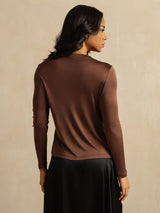 [Kaffe] SilkSilky-NO Long Sleeve Crew Neck T-skjorte for Kvinner 002