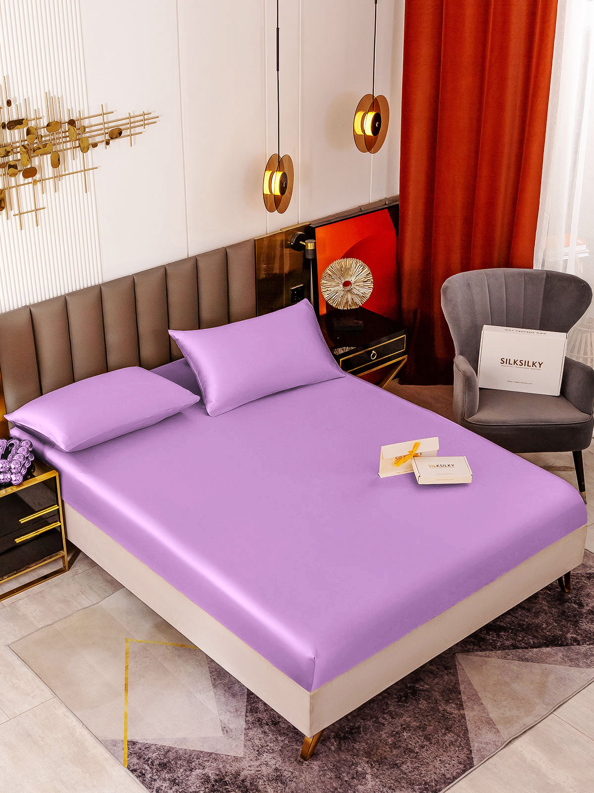 [Lavendel] SilkSilky-NO 19Momme Bedding Set 001