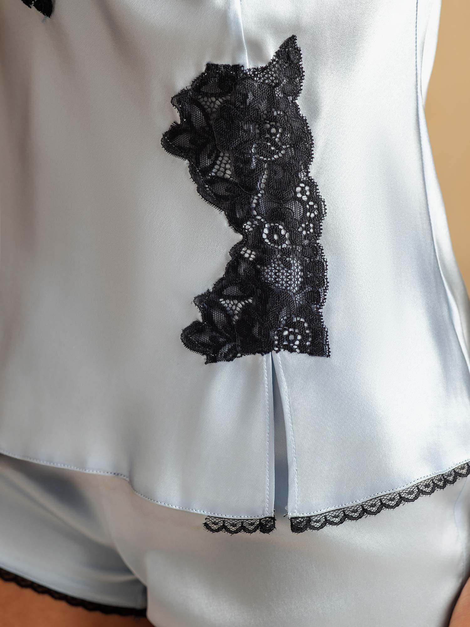 [Himmelblå] SilkSilky-NO Silke Camisole Set 005
