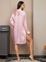[Rosa] SilkSilky-NO Long Sleeve Notch Collar Soveskjorte 002
