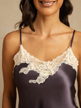 [Lilla Grå] SilkSilky-NO Spaghetti Stropp V Hals Camisole sett 004