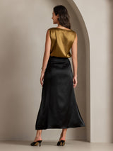 [Brun] SilkSilky-NO Sleeveless Round Neck Camisole Topp 002
