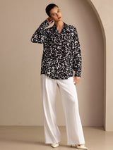 [Sorte Prikker] SilkSilky-NO Long Sleeve Lapel Collar Bluse 004