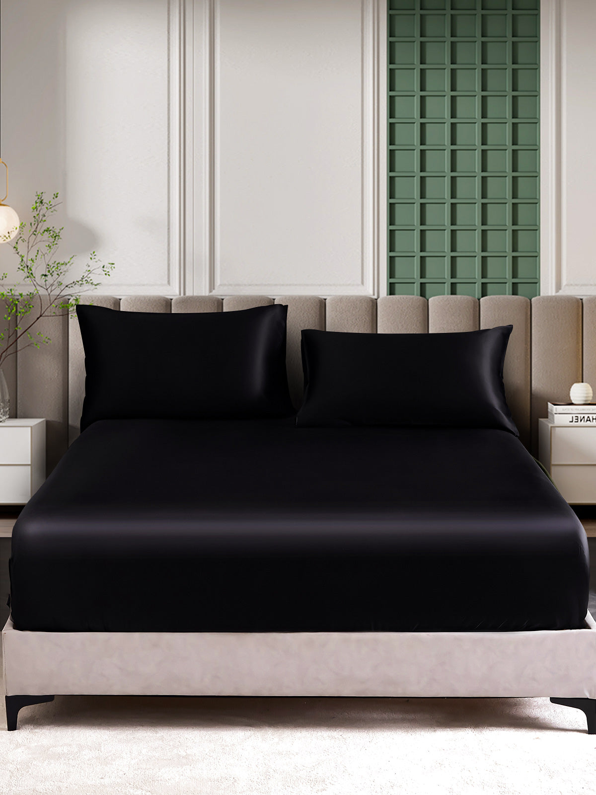 [Svart] SilkSilky-NO 25Momme Bedding Set 002
