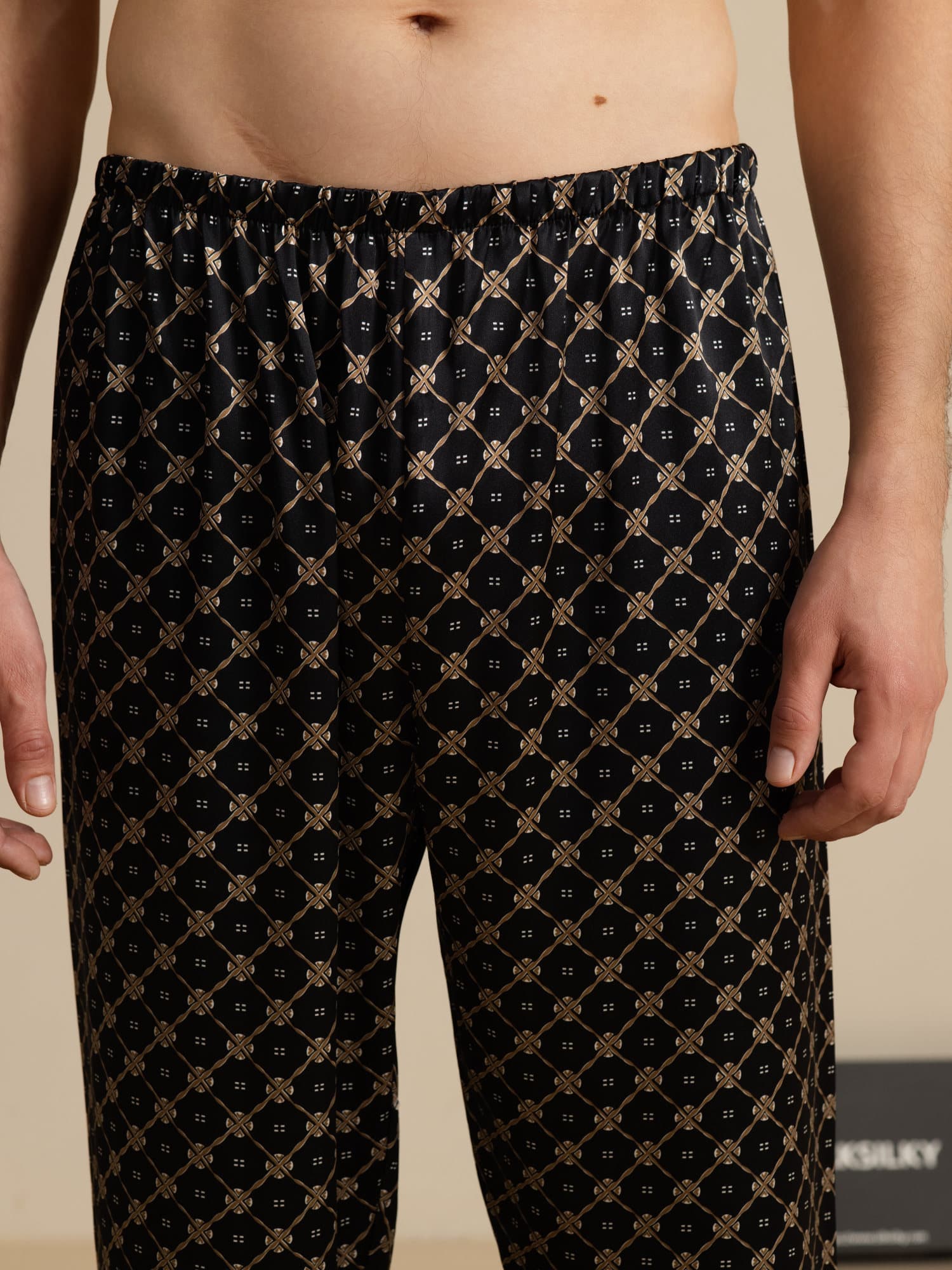 [Svart Kjede] SilkSilky-NO Men's Sleep Shorts 004