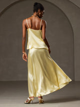 [Gul] SilkSilky-NO Spaghetti Strap Cowl Neck Camisole Topp 002
