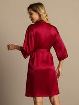 [Vin] SilkSilky-NO 3/4 Sleeve Morgenkåpe for Kvinner 002