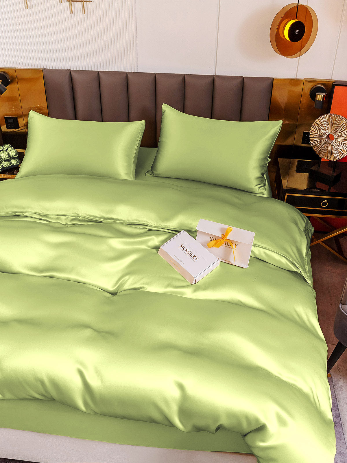 [Mintgrønn] SilkSilky-NO 19Momme Bedding Set 004