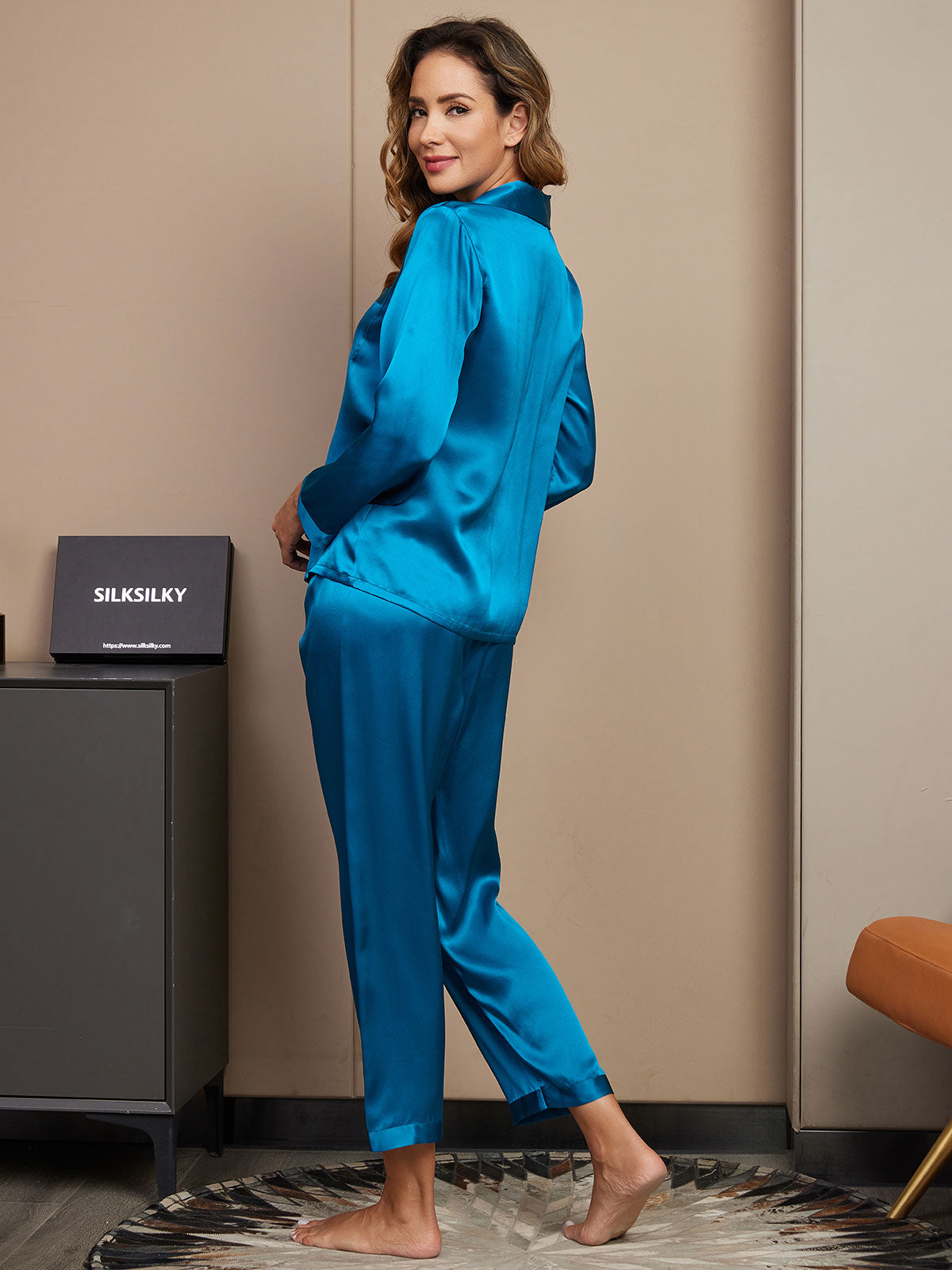 [Blågrønn] SilkSilky-NO Womens Pajamas 002,