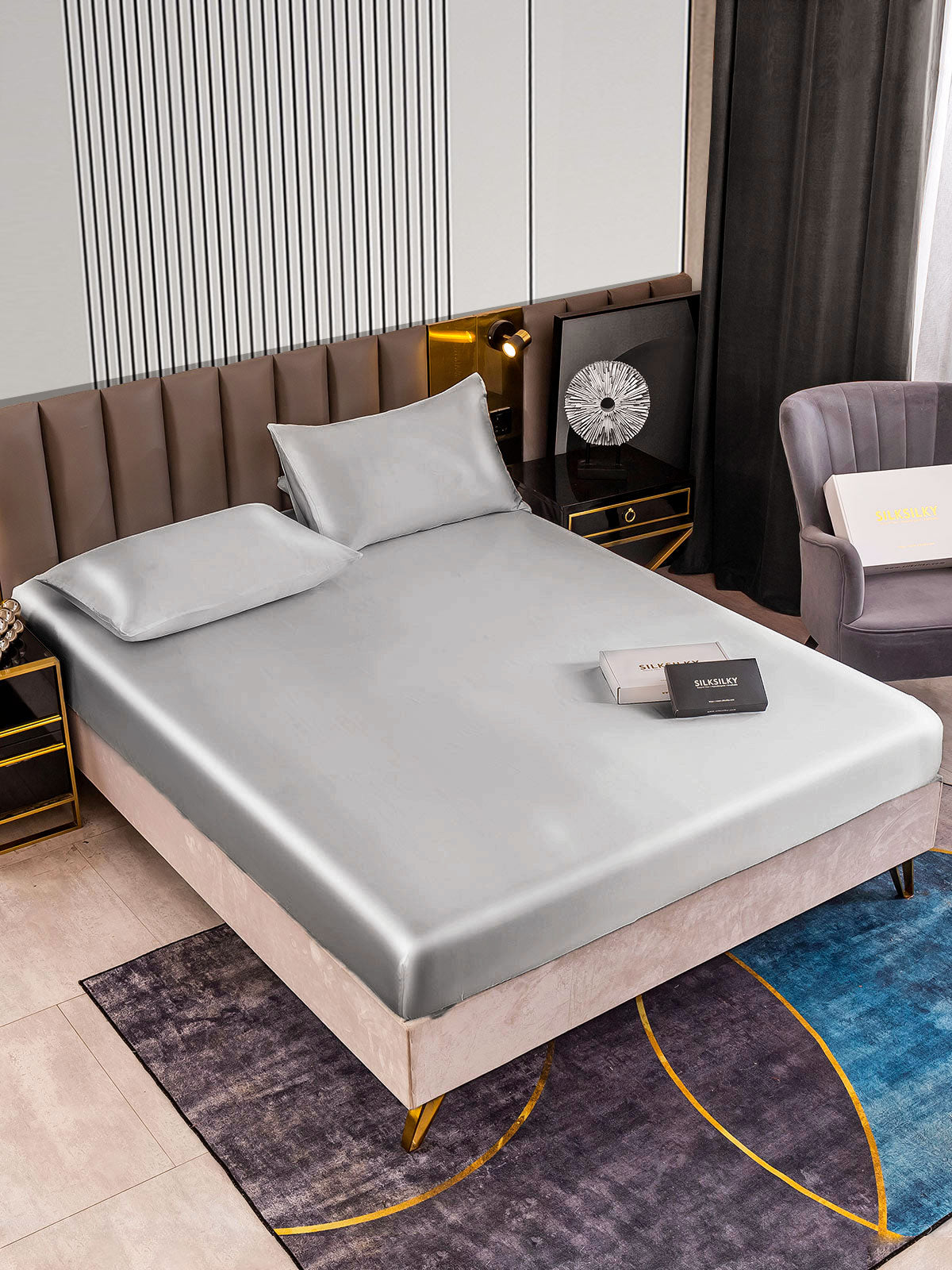 [Sølv] SilkSilky-NO 22Momme Bedding Set 002