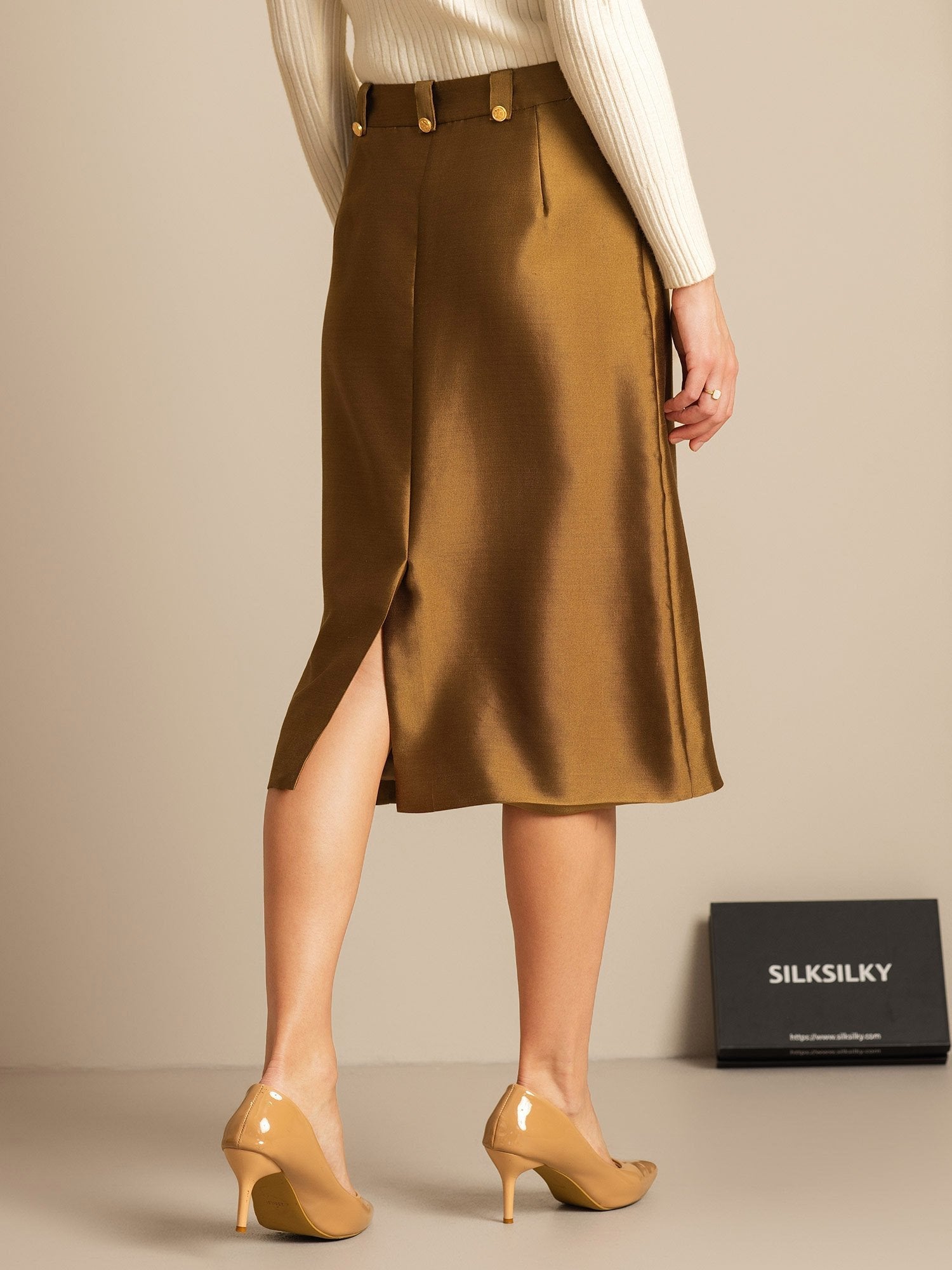 [Bronse] SilkSilky-NO 32Momme Silk-Wool Blend Skirt 002,