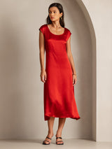 [Vin] SilkSilky-NO Cap Sleeve Scoop Neck Kjole 005