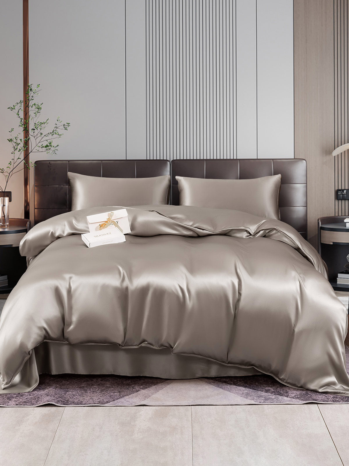 [Grå] SilkSilky-NO 22Momme Bedding Set 001