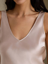 [Skyggegrå] SilkSilky-NO Sleeveless V Neck Camisole Topp 004