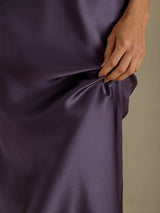 [Lilla Grå] SilkSilky-NO Spaghetti Strap V Neck Kjole 005