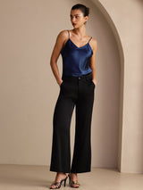 [Mørke blå] SilkSilky-NO Spaghetti Strap V Neck Camisole Topp 006
