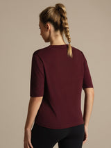 [Windsorvin] SilkSilky-NO Halv erme Tett Crew Neck T-skjorte for Kvinner 002