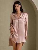 [Toscana] SilkSilky-NO Long Sleeve Lapel Collar Soveskjorte 003